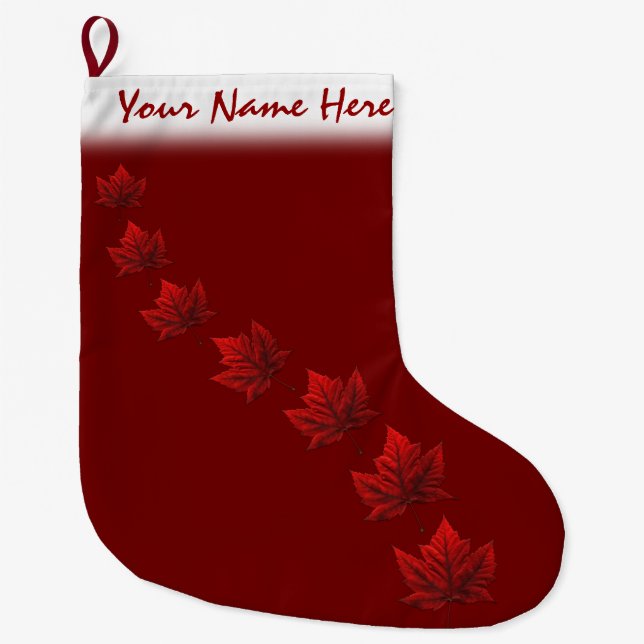 Canada Christmas Stocking Red Maple Leaf Stockings (Front)