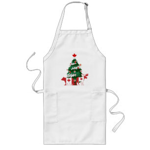 Canada Christmas Tree Canadian Ugly X-mas Sweater  Long Apron