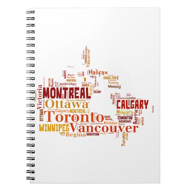 Canada Cities Word Art Notebook (Front)