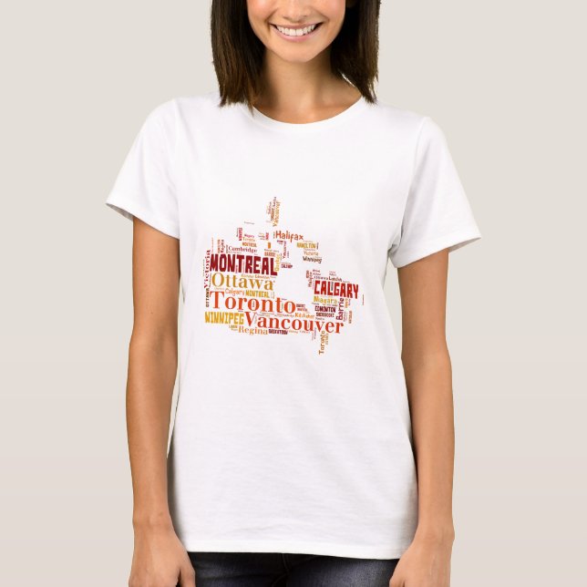 Canada Cities Word Art T-Shirt (Front)