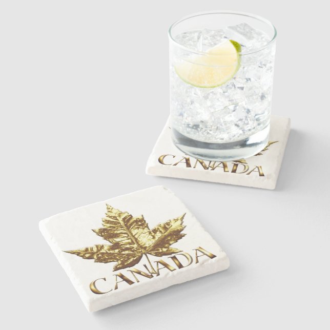 Canada Coasters Marble Canada Maple Leaf Coasters (Side)