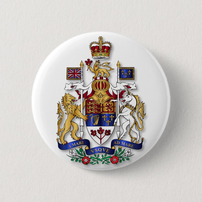 Canada coat of arms 2 inch round button (Front)