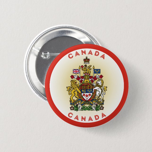 Canada Coat of Arms Circle Shape 2 Inch Round Button (Front & Back)