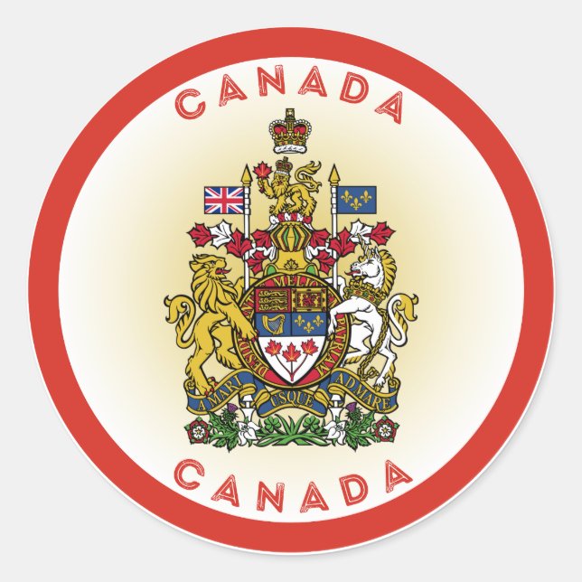 Canada Coat of Arms Circle Shape Classic Round Sticker (Front)