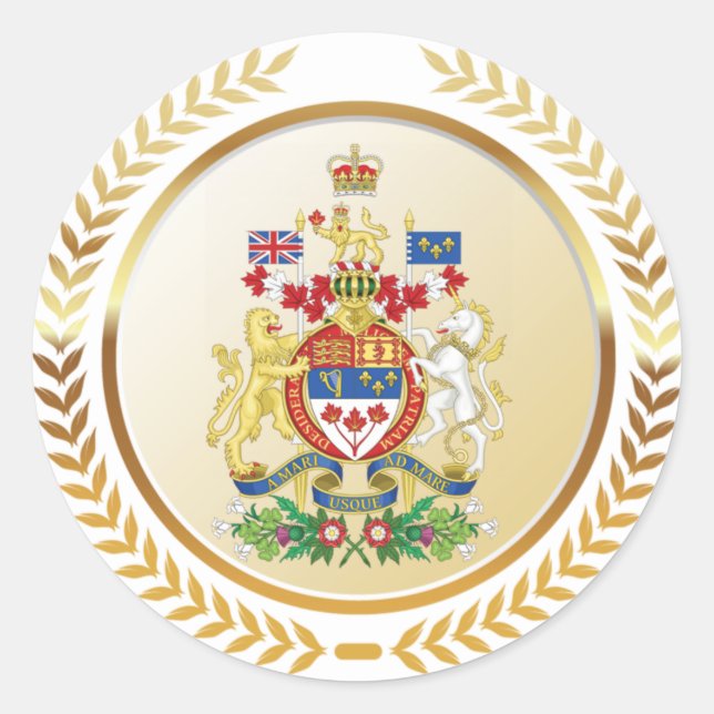 Canada Coat of Arms Classic Round Sticker (Front)