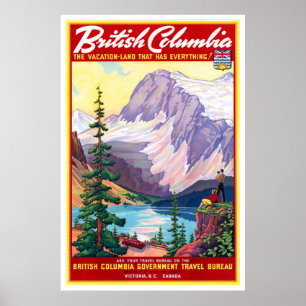 Canada Colombie-Britannique Poster vintage restaur