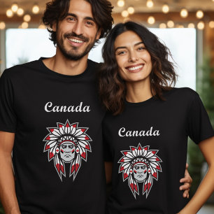 Canada Colorful Native American Indian Chief Dark T-Shirt