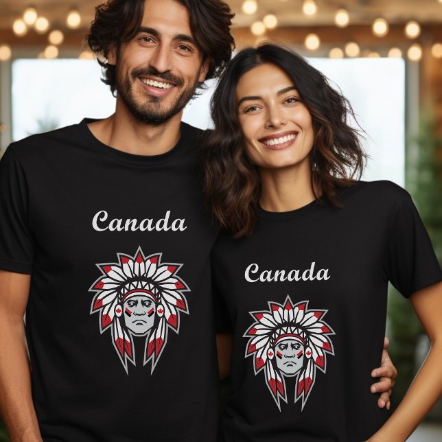 Canada Colorful Native American Indian Chief Dark  T-Shirt (Creator Uploaded)