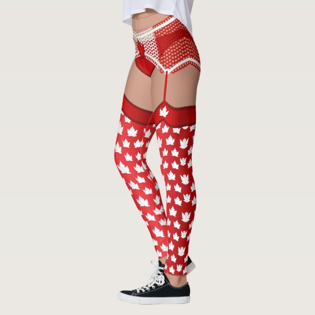 Canada Costume Leggings Canadian Lingerie Leggings (Left)