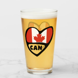 Canada Country Code Flag Heart, CAN Glass