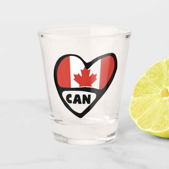 Canada Country Code Flag Heart, CAN Shot Glass (Front)