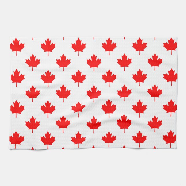 canada country flag symbol maple leaf pattern text kitchen towel (Horizontal)