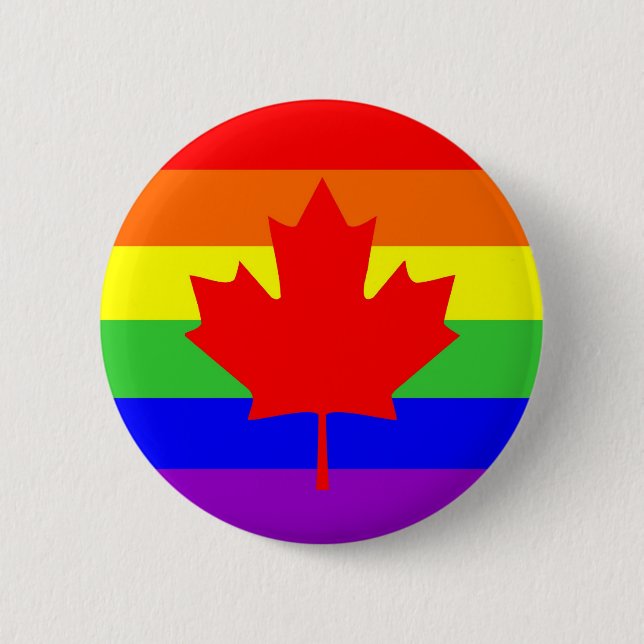 canada country gay proud rainbow flag 2 inch round button (Front)