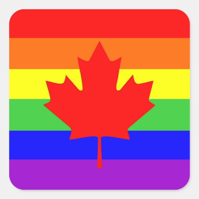 canada country gay proud rainbow flag square sticker (Front)
