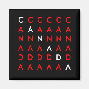 Canada Crossword Puzzle Grid Dark Colour Magnet