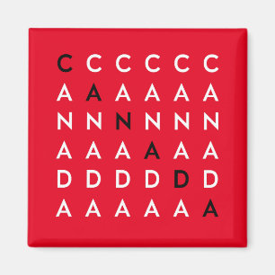 Canada Crossword Puzzle Grid Red Colour Magnet