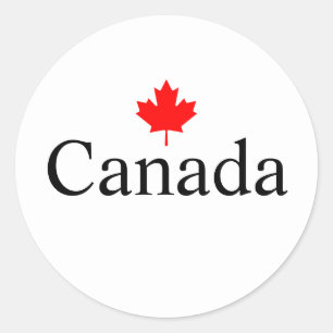 Canada custom text with red maple leaf  classic round sticker