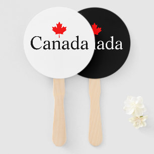 Canada custom text with red maple leaf party games hand fan