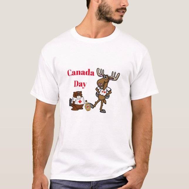 Canada Day Beaver and Moose T-Shirt (Front)