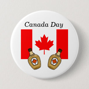 Canada Day Button - Maple Syrup & Flag