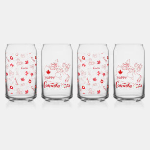 Canada Day Can Glass