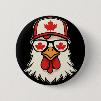 Canada Day Canadian Flag Maple Leaf Chicken Sungle 2 Inch Round Button