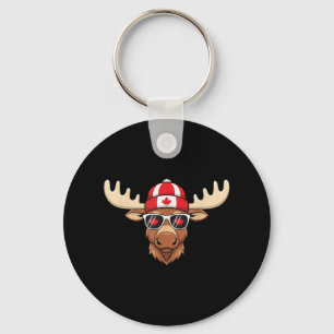 Canada Day Canadian Flag Maple Leaf Moose Sungles Keychain