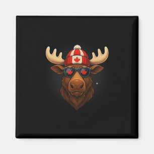 Canada Day Canadian Flag Maple Leaf Moose Sungles  Magnet