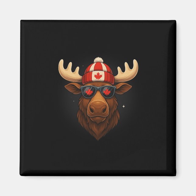 Canada Day Canadian Flag Maple Leaf Moose Sungles  Magnet (Front)