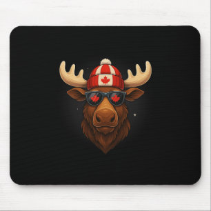Canada Day Canadian Flag Maple Leaf Moose Sungles Mouse Pad
