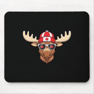Canada Day Canadian Flag Maple Leaf Moose Sungles  Mouse Pad