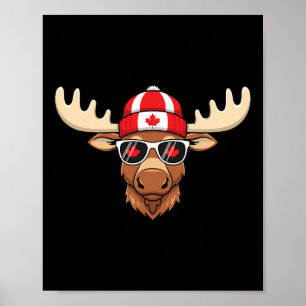 Canada Day Canadian Flag Maple Leaf Moose Sungles Poster