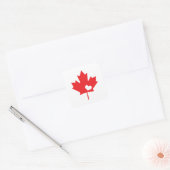 Canada Day Canadian Maple Leaf and Heart Square Sticker (Envelope)