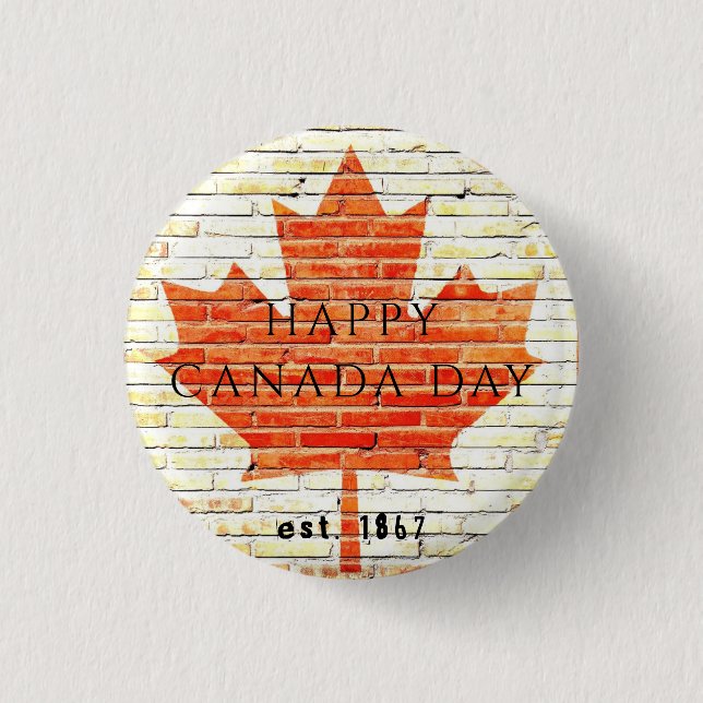 CANADA DAY EST. 1867 1 INCH ROUND BUTTON (Front)