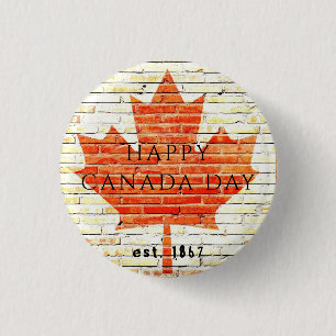 CANADA DAY EST. 1867 1 INCH ROUND BUTTON