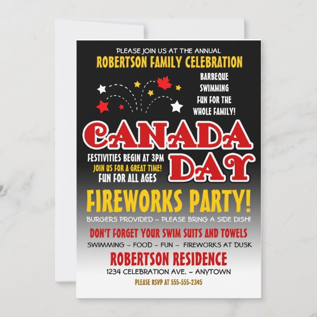 Canada Day Family Celebration Invitation (Front)