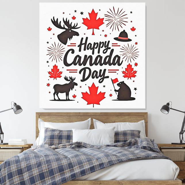 Canada Day Fun Vibes Canvas Print (Insitu(Bedroom))