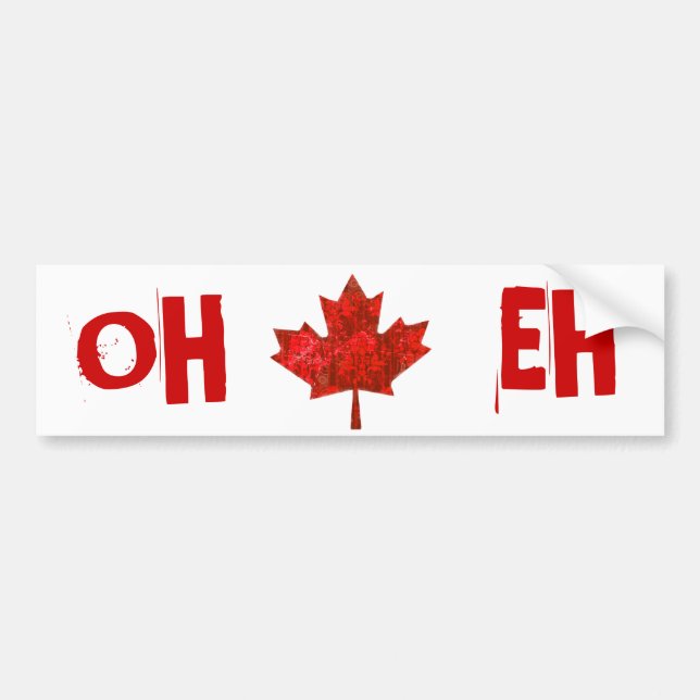 Canada Day Grungy Urban Maple Leaf Bumper Sticker (Front)