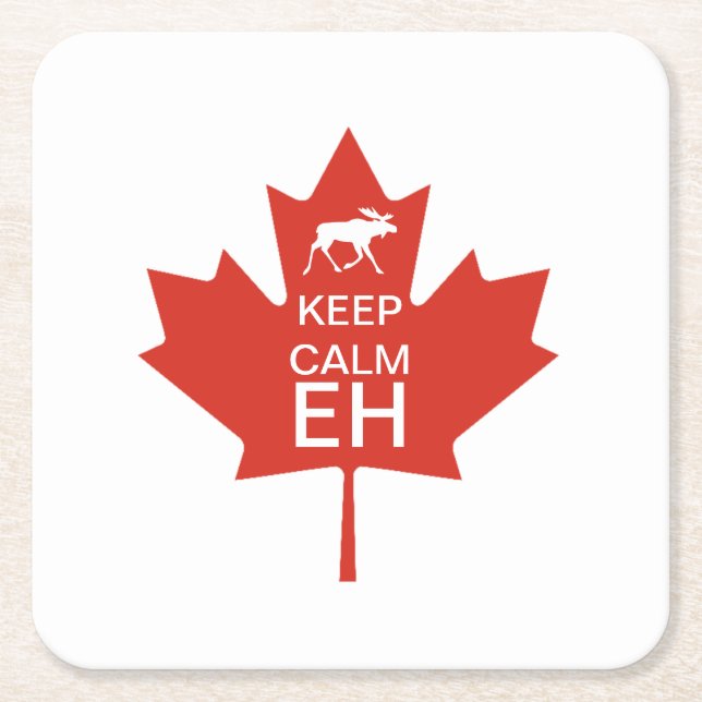 Canada Day KEEP CALM EH Square Paper Coaster (Front)