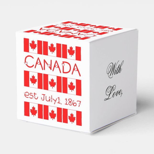 Canada Day Maple Leaf Canadian Flag Typography Favor Box (Back Side)