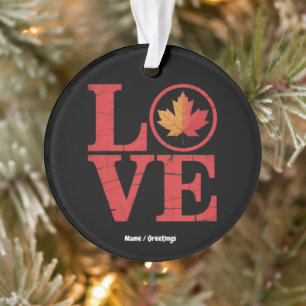 Canada Day Maple Leaf Love Flag Vintage Cool Pride Ornament
