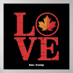 Canada Day Maple Leaf Love Flag Vintage Cool Pride Poster