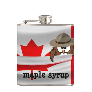 Canada Day owl Hip Flask