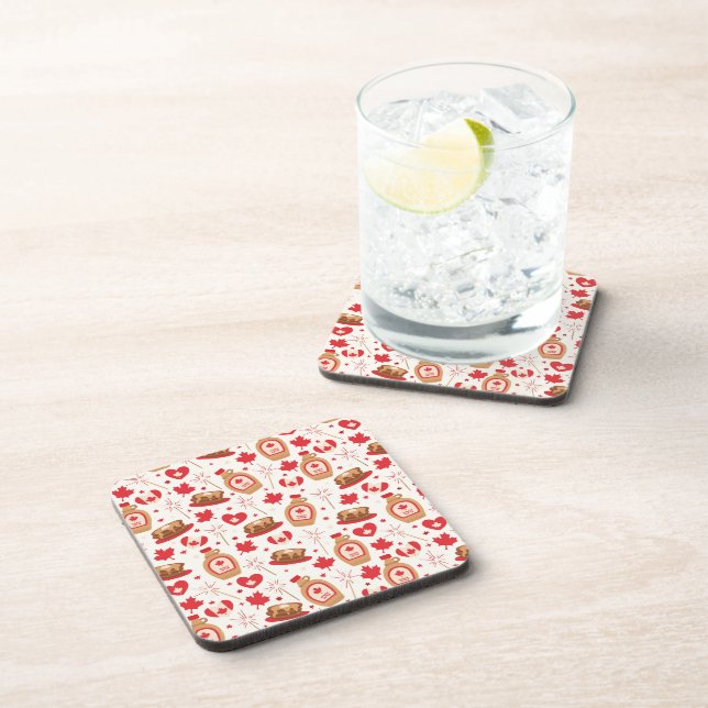 Canada Day Party Cork-Backed Coasters (Right Side)