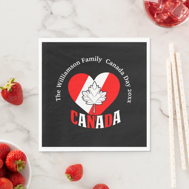 Canada Day Party  Settings Personalize Name Year Napkin (Insitu)