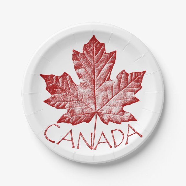 Canada Day Plates Canada Maple Leaf Paper Plates (Front)