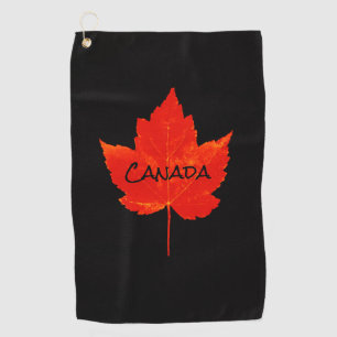 Canada Day Red Black Maple Leaf Golf Towel