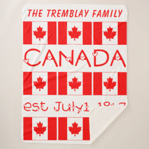 Canada Day Red Maple Leaf Pattern Canadian Flag Sherpa Blanket