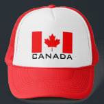 Canada Day red trucker hat with Canadian flag<br><div class="desc">Canada Day red trucker hat with Canadian flag.
Maple leaf flag cap with modern typography template.
Custom merchandise for business and sports fans.</div>