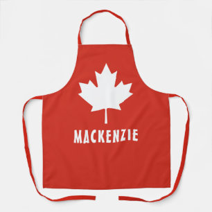 Canada Day Red White Canadian Flag Maple Leaf Name Apron